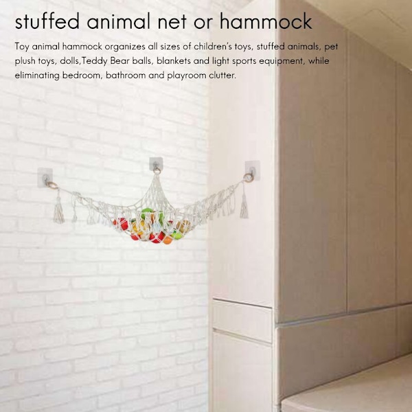 Boho Leksakshängmatta för Gosedjur, Förvaringsnät för Barn, Perfekt Present till Pojkar & Flickor