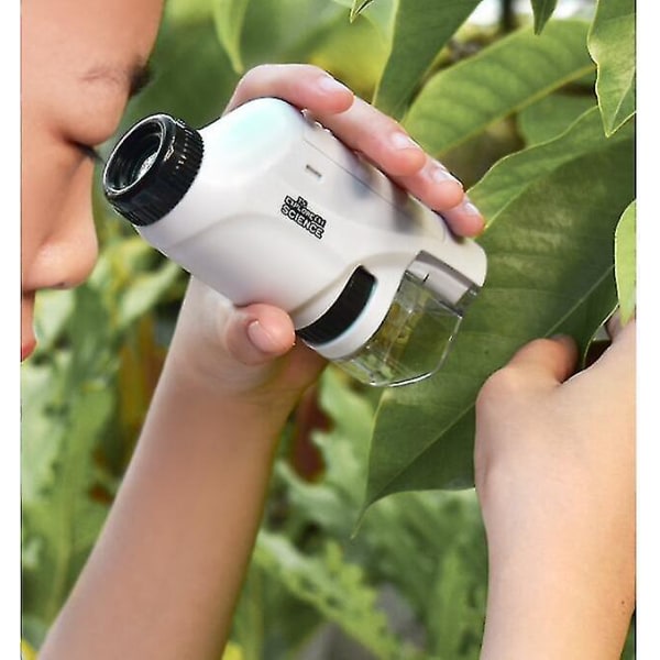 Mikroskop 60-120x, microscope de poche bärbar lumière LED minimikroskop bärbar cadeau pour enfants blanc Vit