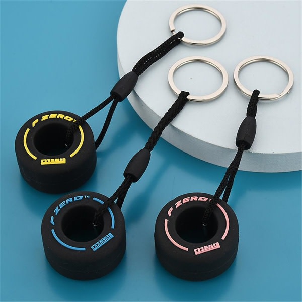 6 st Kartokner Trendiga F1 bildäck Nyckelring Kreativ Unisex Nyckelring Mini Hjul Nyckelring (6 färger)