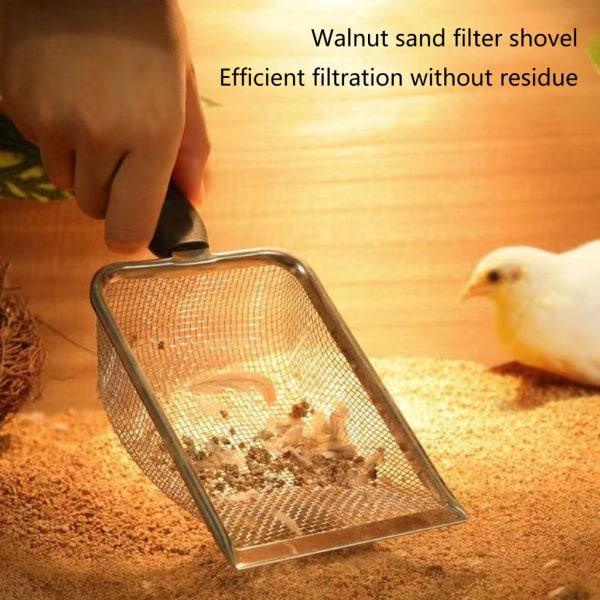 Reptil Sand Spade Rustfrit Stål Mesh Reptil Scooper Affaldsrenser