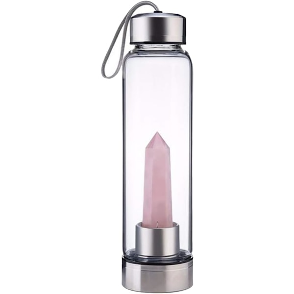 Krystal Vandflaske med Ædelstenscenter, 500ml Glas Eliksir Flaske 1