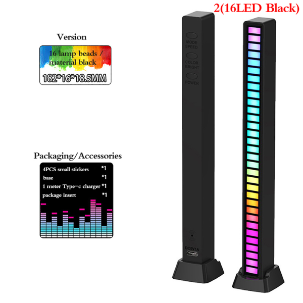 Creative 5V USB 16/32 LED Nattljus Appkontroll RGB Musik Rh Black 16LED Black 16LED