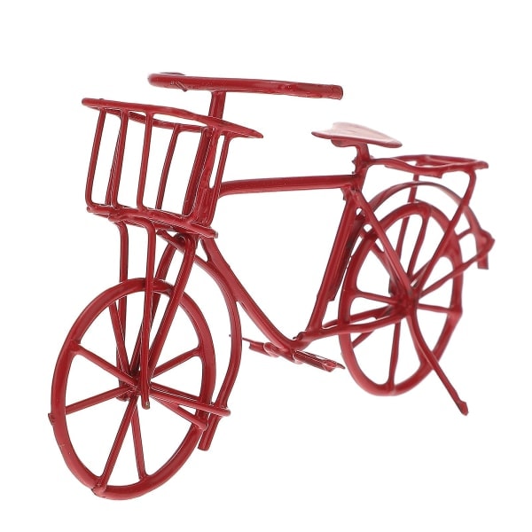 Fingercykel Miniatyrdocka Sykkel Leke Mini Sykler Leke Dukkehustilbehør (8,2x4,5cm, rød)