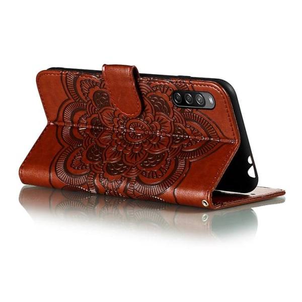 För Sony Xperia L4 Mandala Embossing Pattern Horisontal Flip Case Brun