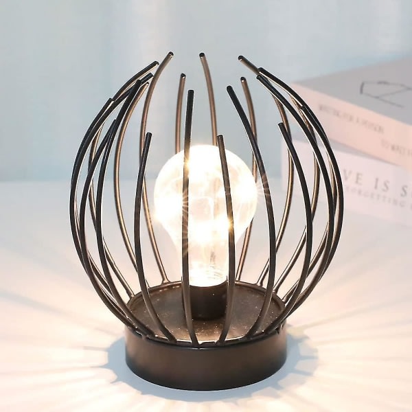 Metallbur bordslampa Sladdlös batteridriven lampa med Edison Style LED-lampa idealisk för bröllop