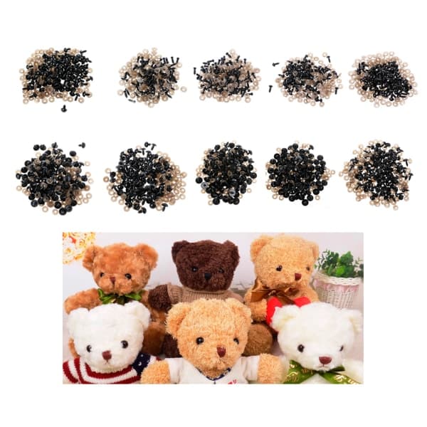 100 stk. 3mm/4mm/5mm/6mm DIY til dukke-mannequin plastik sorte stift sikkerhedsøjne til han 3MM