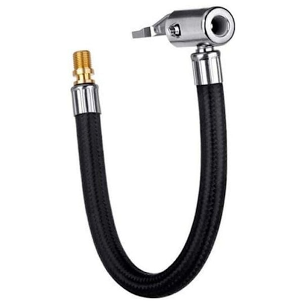 Lukittava 30 cm:n rengaspaineistusistukka kumiletkulla ja hienokierteisellä venttiilillä renkaan täyttöpumpun adapterille