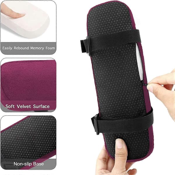Stol Armlenputer 2 stk, Memory Foam Spillstolpute, Vinrød