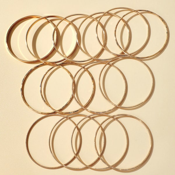 1 Set Punk Guldpläterade Armband för Kvinnor Trendiga Metallarmband Je 03 One Size 3 one size