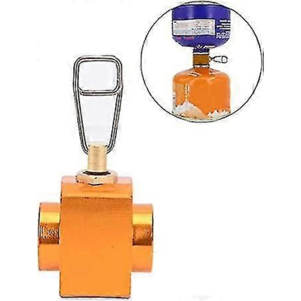 Camping Gassbrenner Adapter med Lukker, Utendørs Gassadapter, Gullfarget (1 Stykke)