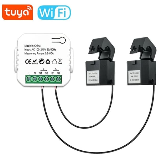 Tuya WiFi Smart Energimåler Solenergiproduksjon Forbruksmåler App Overvåker..(Zigbee Versjon)