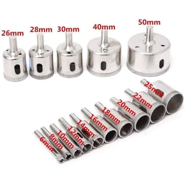 15 stk. diamant hulsave bor bits fliser glas marmor 6-50mm..