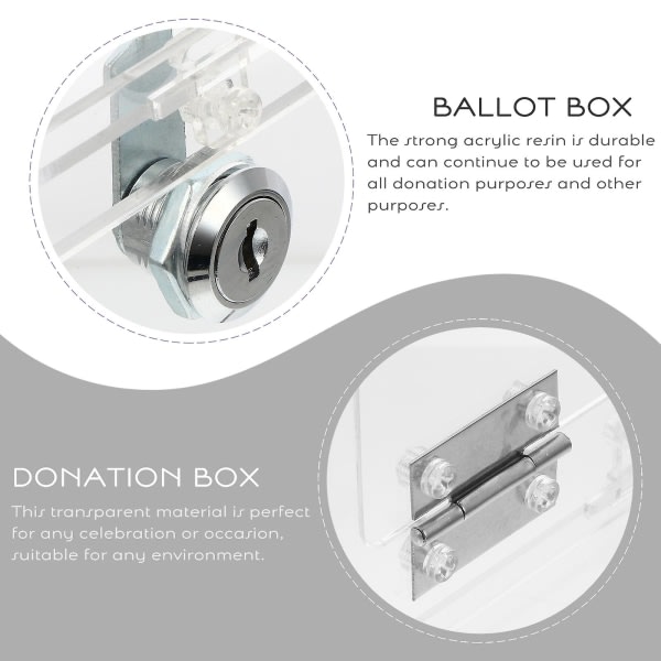 Metall opbevaringsboks Kommentarer Box Cam Lock Forslagskasse Akryl Valgboks Display Box Plast Kommentar Container20X15X20CM 20X15X20CM