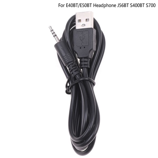USB-oplader Power-kabel til Synchros E40BT/E50BT-hovedtelefoner Sort Black