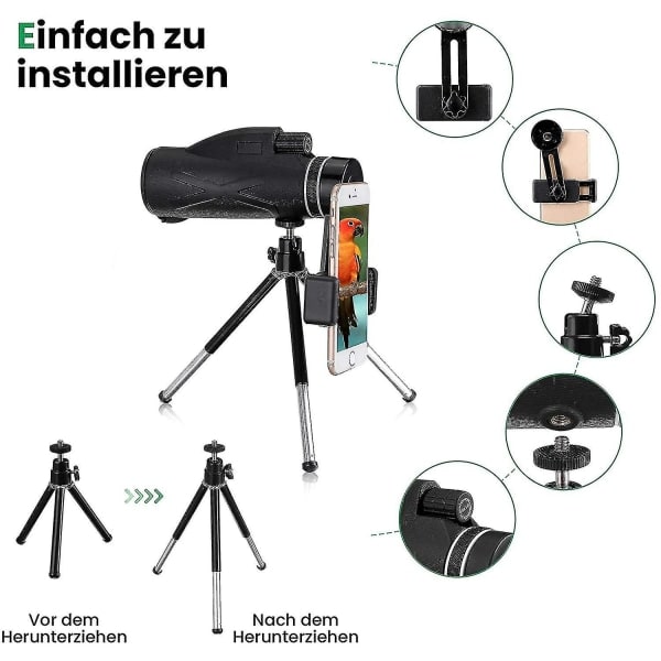 Starscope Monokulært Teleskop, 12x50hd Teleskop, Med
