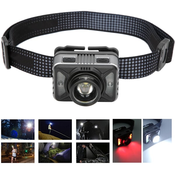 XHP50 Zoombar Induktionspannlampa med Inbyggt Batteri USB-Laddning, DUBUNS