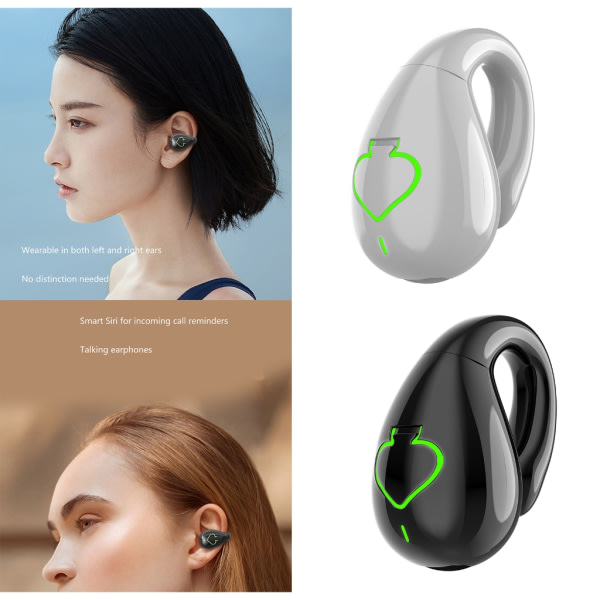 Ax11 Bluetooth-kompatible hodetelefoner Single Ear Clip Ekstern stereolyd Business Sports Hodetelefoner Øre Benledning Hvit White