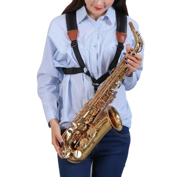 Saxofon Dubbel axelrem Längd Justerbar Sax axelrem Nackrem Musikinstrument Tillbehör Delar L