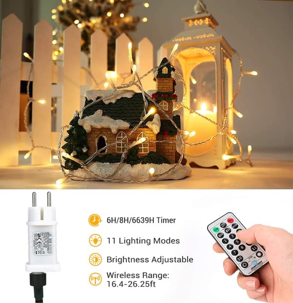 20m julelys med 200 LED-lys, juledekorasjon A