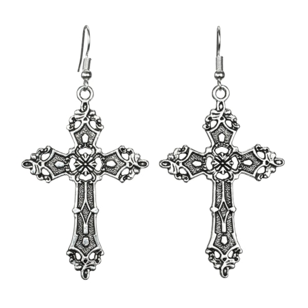 Korsformade legeringsörhängen Gothic Unika Cross Drop Dingle Örhängen Långa örhängen Smycken Örhängen Present för kvinnor Flickor Silver