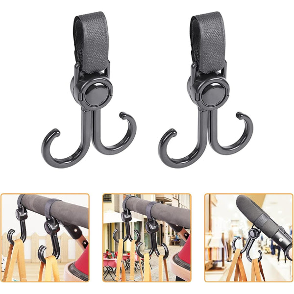 Barnvagnskrokar - Baby Buggy Hooks Clips för skötväskor, 2-pack multifunktionell