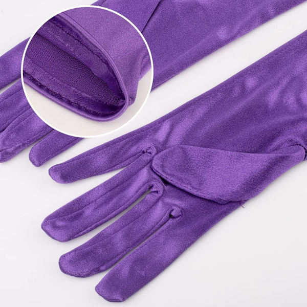 Långa armbågslängd satinhandskar, stretchiga långa handskar 21\" operahandskar kväll dansfest handskar för kvinnor (lila)