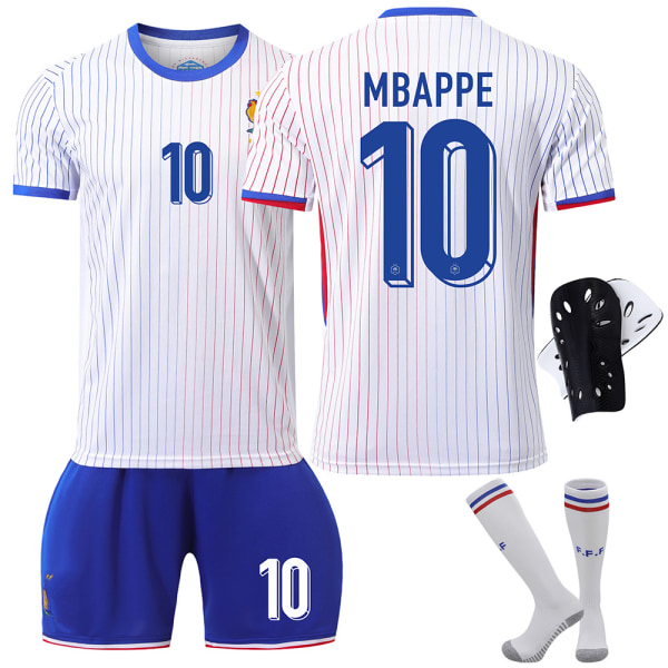 Frankrig 2024 trøje fodboldtrøje UEFA Euro udgave hjem børn voksen sæt nr. 10 MBAPPE With socks+protective gear 16