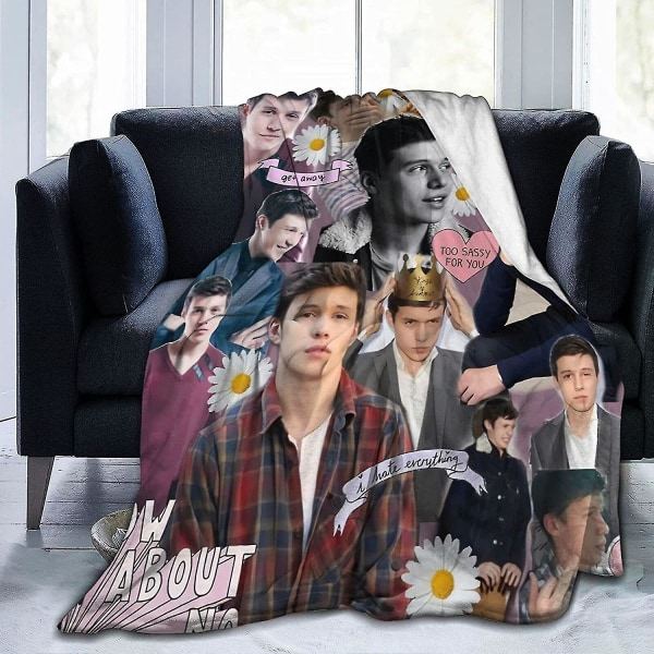 Nick Robinson Pehmeä ja mukava lämmin fleece-peitto sohvalle, sängylle, toimistokäyttöön, sängylle, sohvalle, pehmeä ja pörröinen plyysipeitto - c596 50x40in 125x100cm