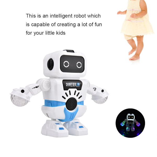 Elektronisk smart romdansende robot med musikk blinkende LED-lys gående leker gave til barn