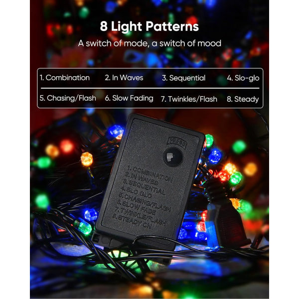 ULG 100 LED julebelysning, 33FT flerfargede minilys for X flerfargede 200 LED