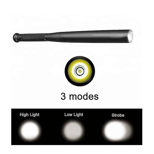 Led ficklampa Uppladdningsbar basebollträ Design Legering Highlight elektrisk ficklampa (12,2 tum)