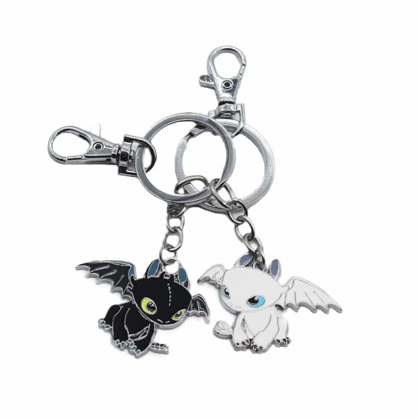 2 stk metall nøkkelring Dragon Shape tannløs nøkkelring gave