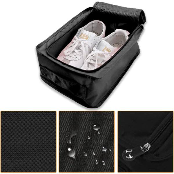 2-pack Reseskoväska Organizer, Hopfällbar Vattentät Små Skopåsar Organizer Skopåse med Dragkedja, Bärbar Bärväska (Svart)