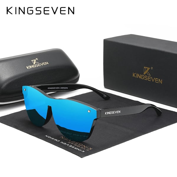 KINGSEVEN 2022 Uusi brändin muotoilu Naisten lasit TR90 Polarisoitu aurinkolasit Miehet Retro aurinkolasit Sonnenbrille Herren Blue Blue Orignal