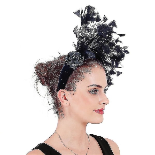 Svart Fjær Hodebånd Fascinator for Kvinner Maskerade Karneval Party