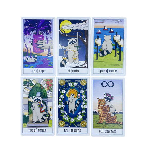 12*7CM Trash Panda Tarotkort Familjespel Brädspel Fate Divi Multicolor one size Multicolor one size