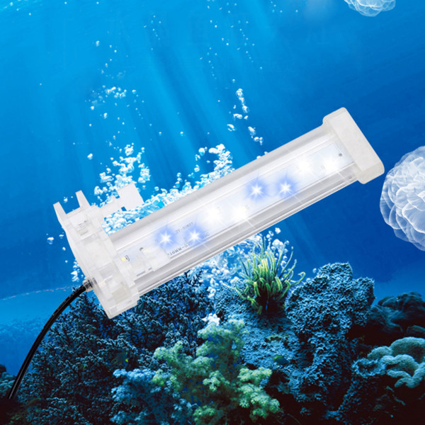 Akvarieljus LED-klämljus för fisk för tank energibesparande hög ljusstyrka vit & blå belysning separat strömbrytare 80