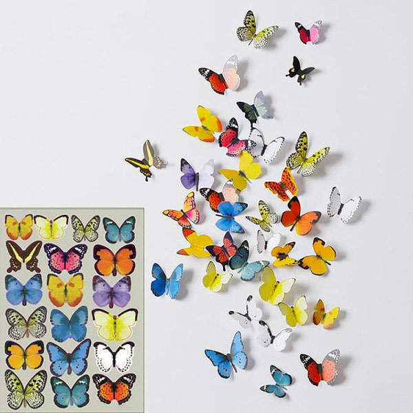 19 -Pack fjärilar med 3D-effekt - selvhäftande