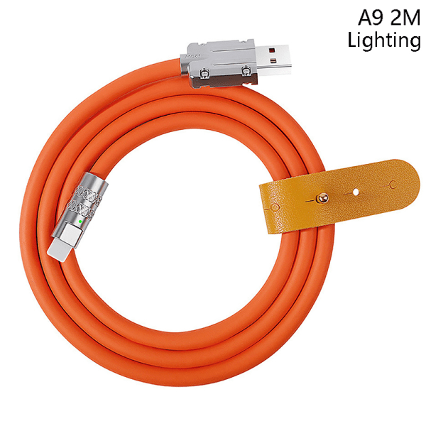 120W hurtigopladning flydende silikonekabel Type-C oplader lysstærk Lightning 2M