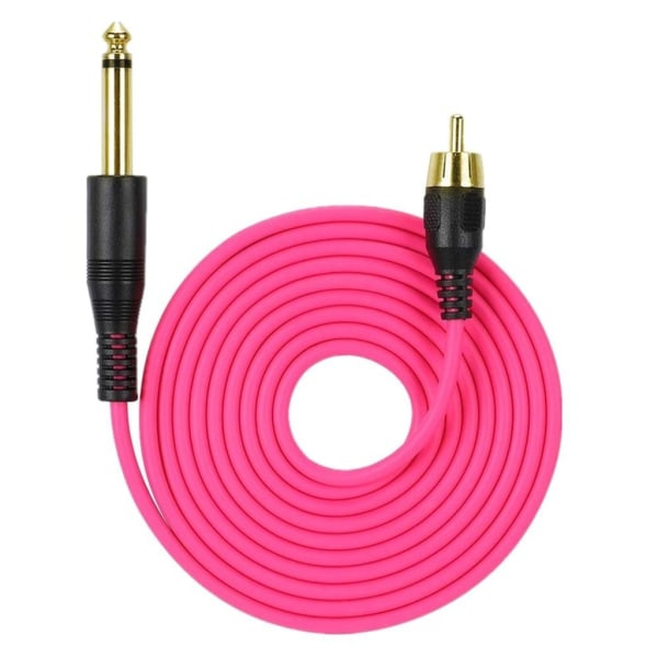 RCA Line Kultapinnoitettu Liitin 6.35mm Urosta RCA Urosta Tattoo-koneiden Kaapelissa Virran Jatkokaapeli OD3.5 Persikka Punainen