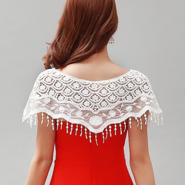Kvinde strikket hul sjal omslag bryllup brudekjole L A8 One Size A8 One Size
