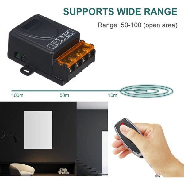 Smart Home Channel Trådløs Fjernbetjening Relæ Transceiver Universal Fjernbetjening Modul og 2 stk RF-sender fjernbetjening