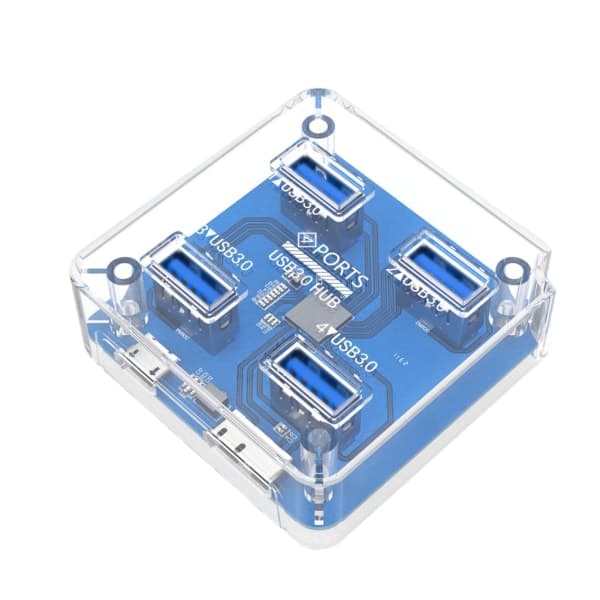 Transparent USB HUB 4 porte USB3.0 adapter splitter understøtter ekstern Micro USB strøm til stationær bærbar computer null - A