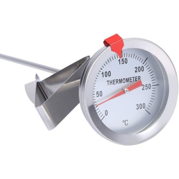 Bärbar matlagningstermometer i rostfritt stål, 12" lång termometer för matlagningssond för kök, med klämma, perfekt för BBQ-vattenkokare