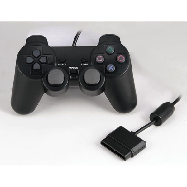 Trådbunden spelkontroll Gamepad Joypad Original för PS2 /Playstat Svart