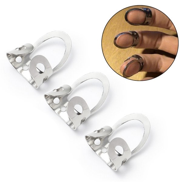 Fingerpicks Set Rostfritt Stål Fingerpicks Tumplockar Justerbara Bas Fingerpicks för Gitarr, Banjo Instrument 8x Silver