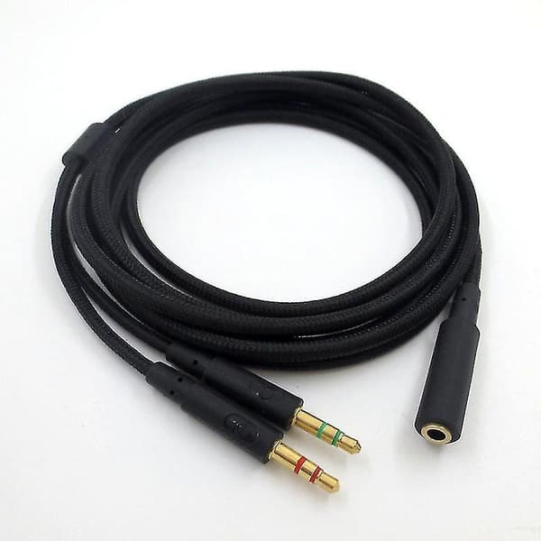 3,5 mm universell 2-i-1 spillheadsetlyd - forlengelseskabel for Hyperx Cloud Ii/alpha-/cloud Flight/c