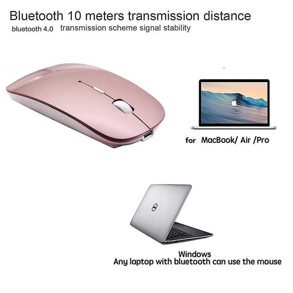 Oppladbar Bluetooth-mus for bærbar Mac Trådløs Bluetooth-mus