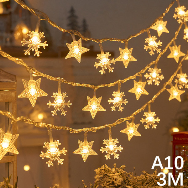 Julgran Snowflake LED String Lights Banner Jul Dec A10 en one size A10 one size
