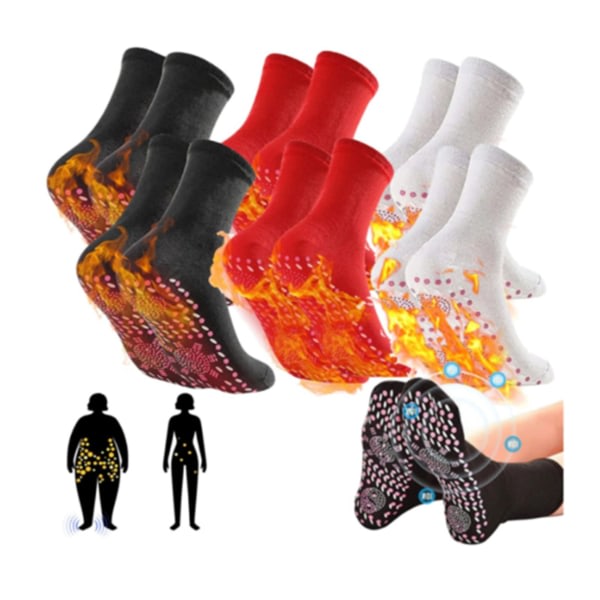 6 par sokker, massagesokker, varme sokker, fodvarmere, magnetterapi selvopvarmende sokker szq
